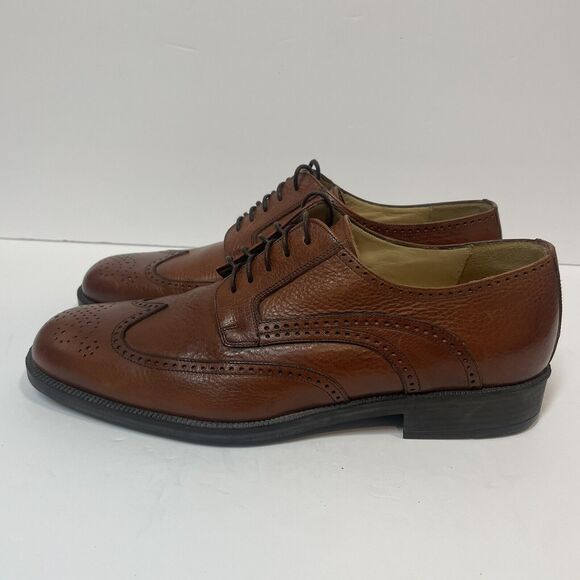 JOHNSTON & MURPHY Shoes Mens 10.5 M Cellini Brown Leather Wingtip Dress Shoe - Picture 8 of 12